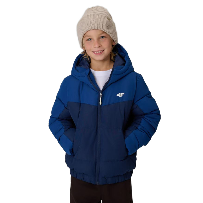 Хлопчача куртка з капюшоном 4F JUNIOR-DOWN JACKET M0915-30S-DARK BLUE