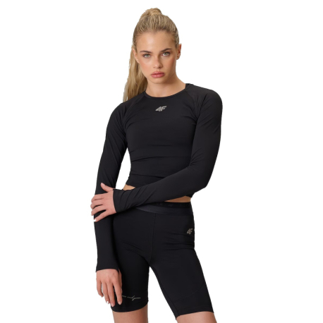 Жіноча тренувальна футболка з довгим рукавом 4F-LONGSLEEVE FNK F595-20S-DEEP BLACK