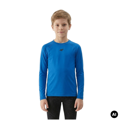 Хлопчаче термо футболка з довгим рукавом 4F JUNIOR-BRUSHED UNDERWEAR M123-36S-COBALT