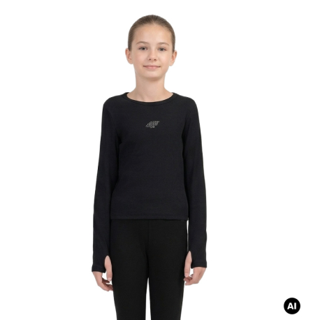 Дівчача футболка з довгим рукавом 4F JUNIOR-LONGSLEEVE F646-20S-DEEP BLACK